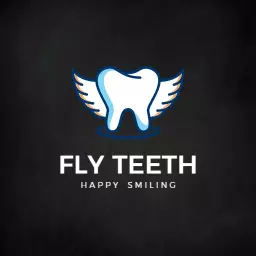 Whimsical Blue Tooth Design Emphasizing Happy Dental Care Logo Template