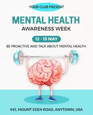 Whimsical Brain Fitness Awareness Week Poster Template