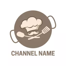 Whimsical Brown Cooking Channel Featuring Chef's Hat Logo Template