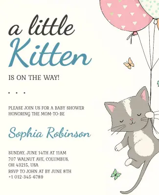 Whimsical Cat Baby Shower Event Flyer Template