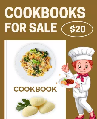 Whimsical Chef-Themed Cookbook Sale Poster Template