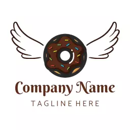 Whimsical Chocolate Donut with Wings for Donuts Logo Template