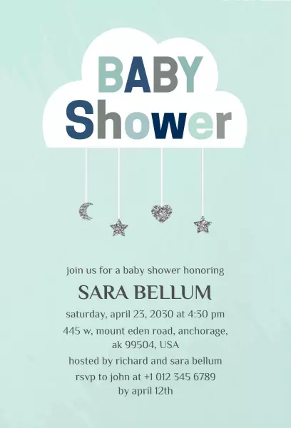 Whimsical Cloud Baby Shower Celebration Invitation Template