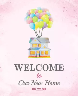 Whimsical Colorful Balloons New Home Welcome Poster Template