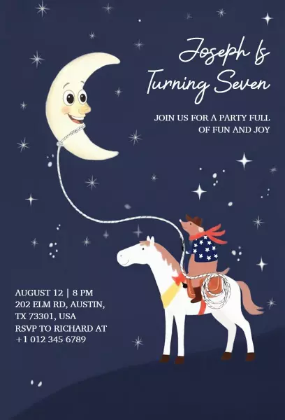 Whimsical Cowboy Theme Fun Birthday Celebration Invitation Template
