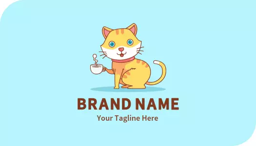Whimsical Cute Cat Character Business Card Template