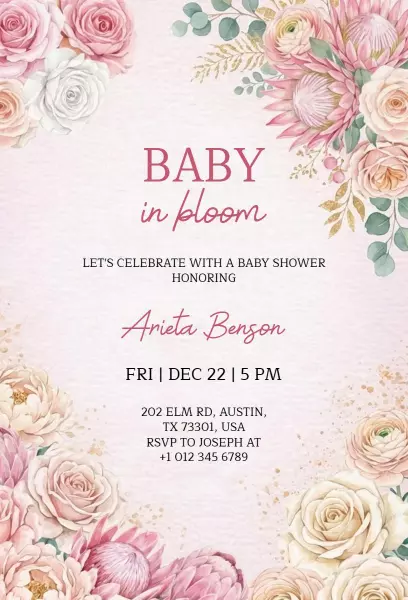 Whimsical Floral Baby Shower Bloom Celebration Invitation Template