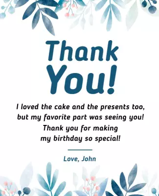 Whimsical Floral Thank You Birthday Celebration Poster Template