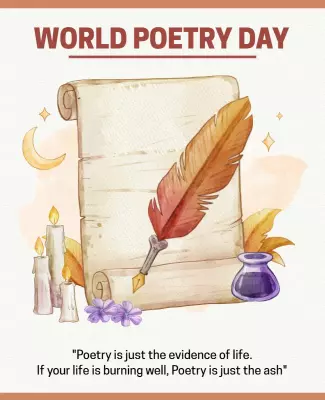 Whimsical Floral Theme for World Poetry Day Celebration Poster Template