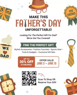 Whimsical Green Father's Day Gift Promotion Poster Template