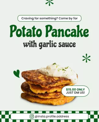 Whimsical Green Potato Pancake Dish Promotion Poster Template