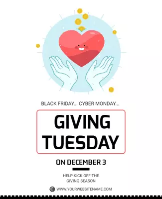 Whimsical Heart and Hands Giving Tuesday Charity Poster Template