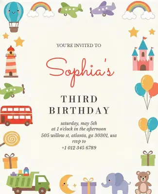 Whimsical Kid's Birthday Party Flyer Template