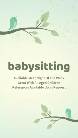 Whimsical Nature-Inspired Babysitting Service Business Card Template