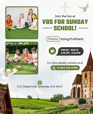 Whimsical Nature Theme for Sunday School VBS Poster Template