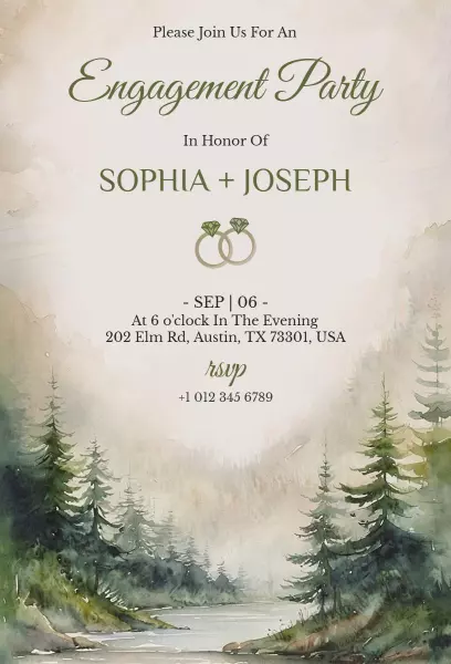 Whimsical Nature-Themed Engagement Party Invitation Template