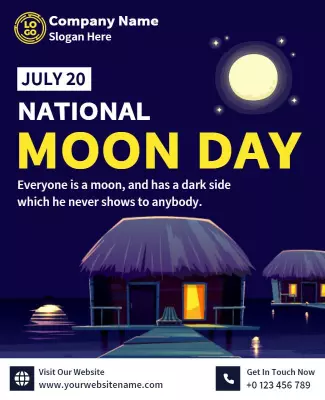 Whimsical Night Sky Celebration of National Moon Day Poster Template