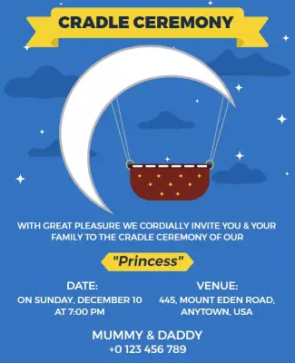 Whimsical Night Sky Cradle Ceremony Invitation Flyer Template