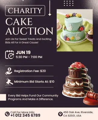 Whimsical Pastel Dessert Fundraising Auction Flyer Template
