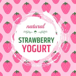 Whimsical Pink Design Featuring Fresh Strawberry Yogurt Logo Template