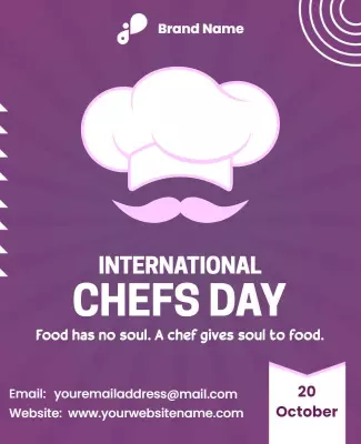 Whimsical Pink International Chefs Day Celebration Poster Template