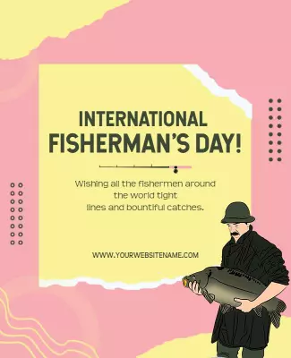 Whimsical Pink International Fisherman's Day Celebration Poster Template