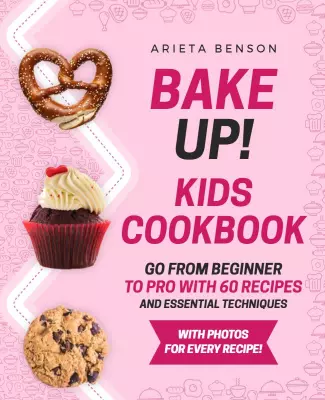 Whimsical Pink Kids Baking Cookbook with Desserts Poster Template