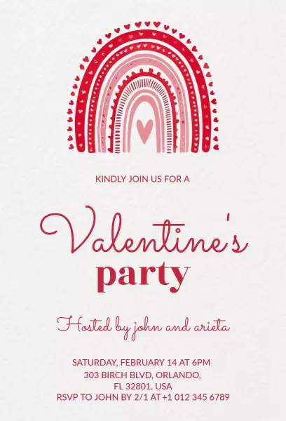 Whimsical Rainbow Valentine's Day Celebration Invitation Template