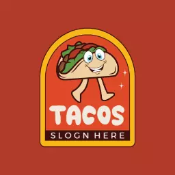 Whimsical Retro Taco Character with Vibrant Colors Logo Template