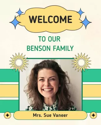 Whimsical Retro Welcome Family Celebration Poster Template