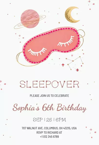 Whimsical Sleepover Birthday Celebration Invitation Template