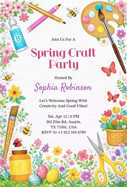 Whimsical Spring Craft Creative Celebration Invitation Template