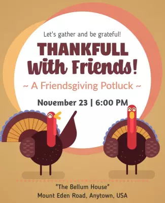 Whimsical Thanksgiving Friendsgiving Potluck Poster Template