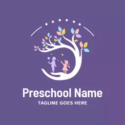 Whimsical Tree Design Symbolizing Joyful Preschool Learning Logo Template