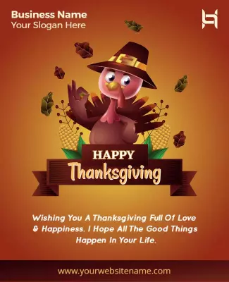 Whimsical Turkey-Themed Happy Thanksgiving Celebration Poster Template