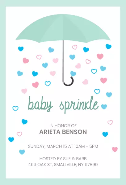 Whimsical Umbrella Baby Sprinkle Celebration Invitation Template