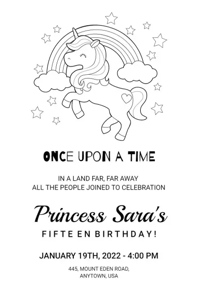 Whimsical Unicorn Adventure Birthday Celebration Invitation Template