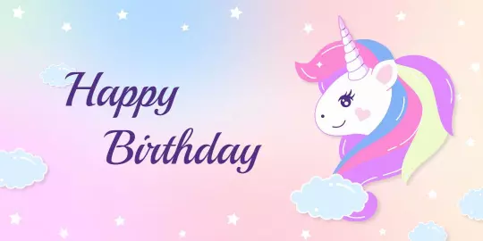 Whimsical Unicorn with Colorful Clouds Birthday Tarpaulin Template
