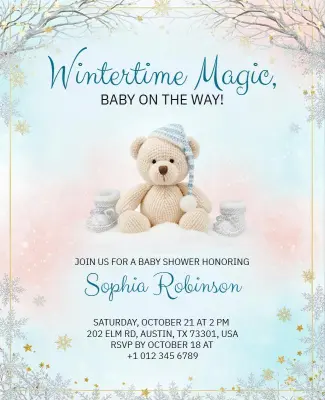Whimsical Wintertime Baby Shower Event Flyer Template