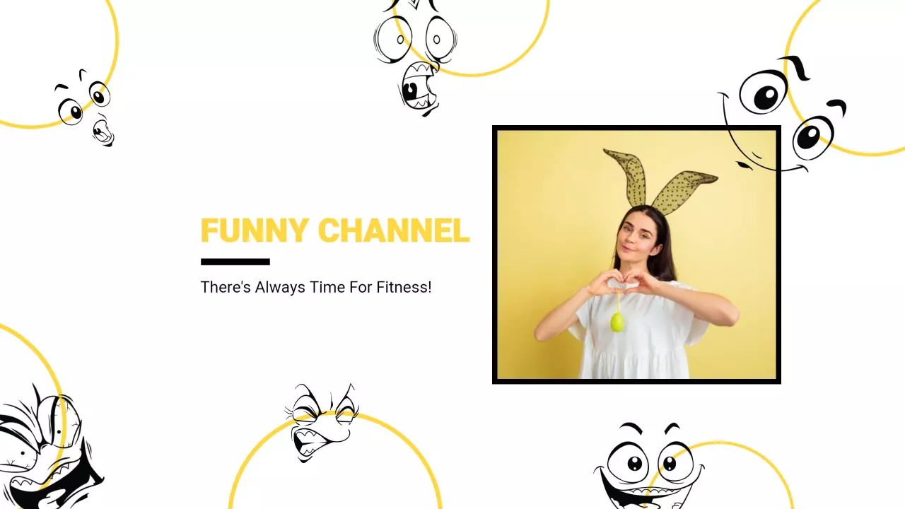 Whimsical Yellow Background with Playful Characters YouTube Banner Template