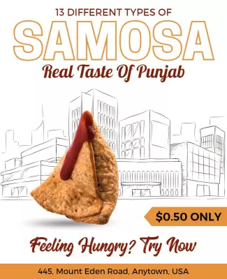 White and Fire Bush Samosa Flyer Template