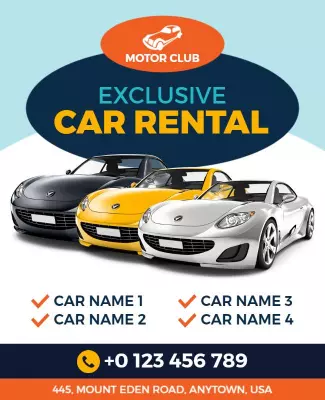 White and Flamingo Car Rental Flyer Template