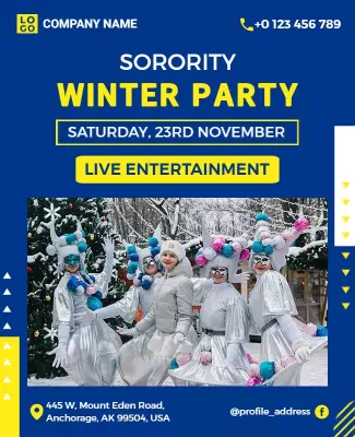 White and Gold Tips Winter Party Flyer Template
