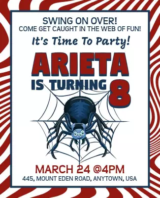 White and Red Birthday Party Flyer Template