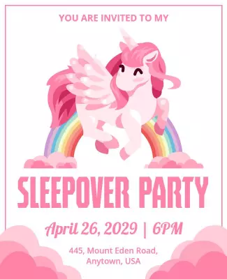 White and Tickle Me Pink Party Unicorn Flyer Template