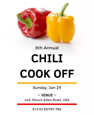 White Chili Cook Off Flyer or Chili Cookoff Flyer Template