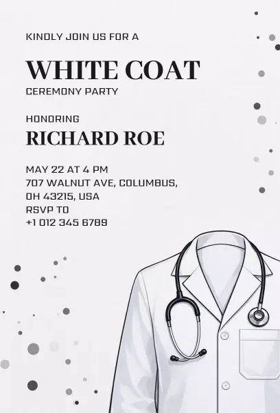 White Coat Medical Achievement Ceremony Invitation Template