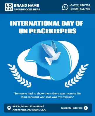 Blue Themed UN Peacekeepers Recognition Event Flyer Template