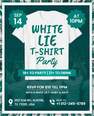 White Lie T-Shirt Themed Party Flyer Template