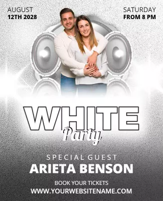 White Party Event with Special Guest Flyer Template